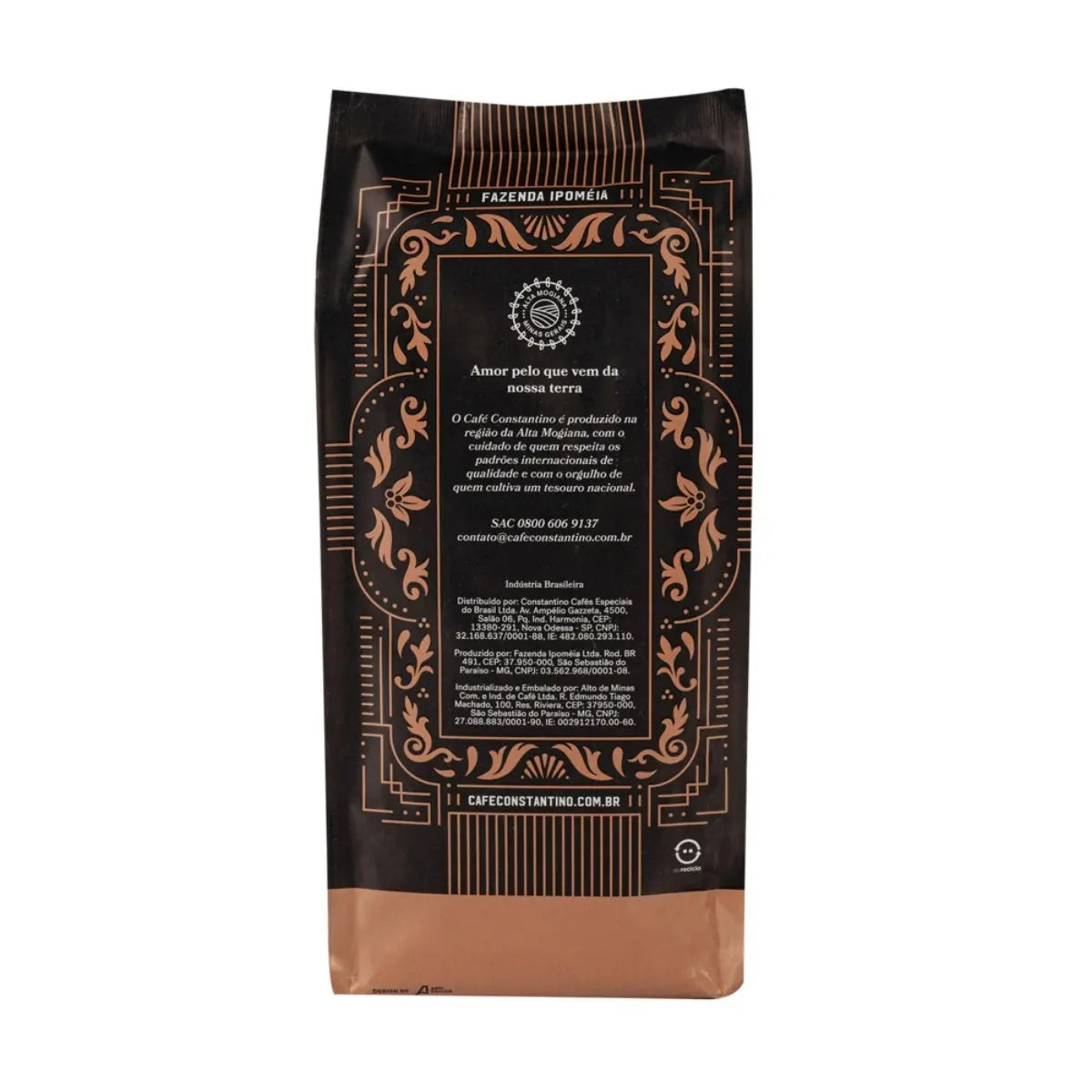 Parte trasera del café Constantino 500 g – variedades Catuaí Amarillo y Mundo Novo de Brasil