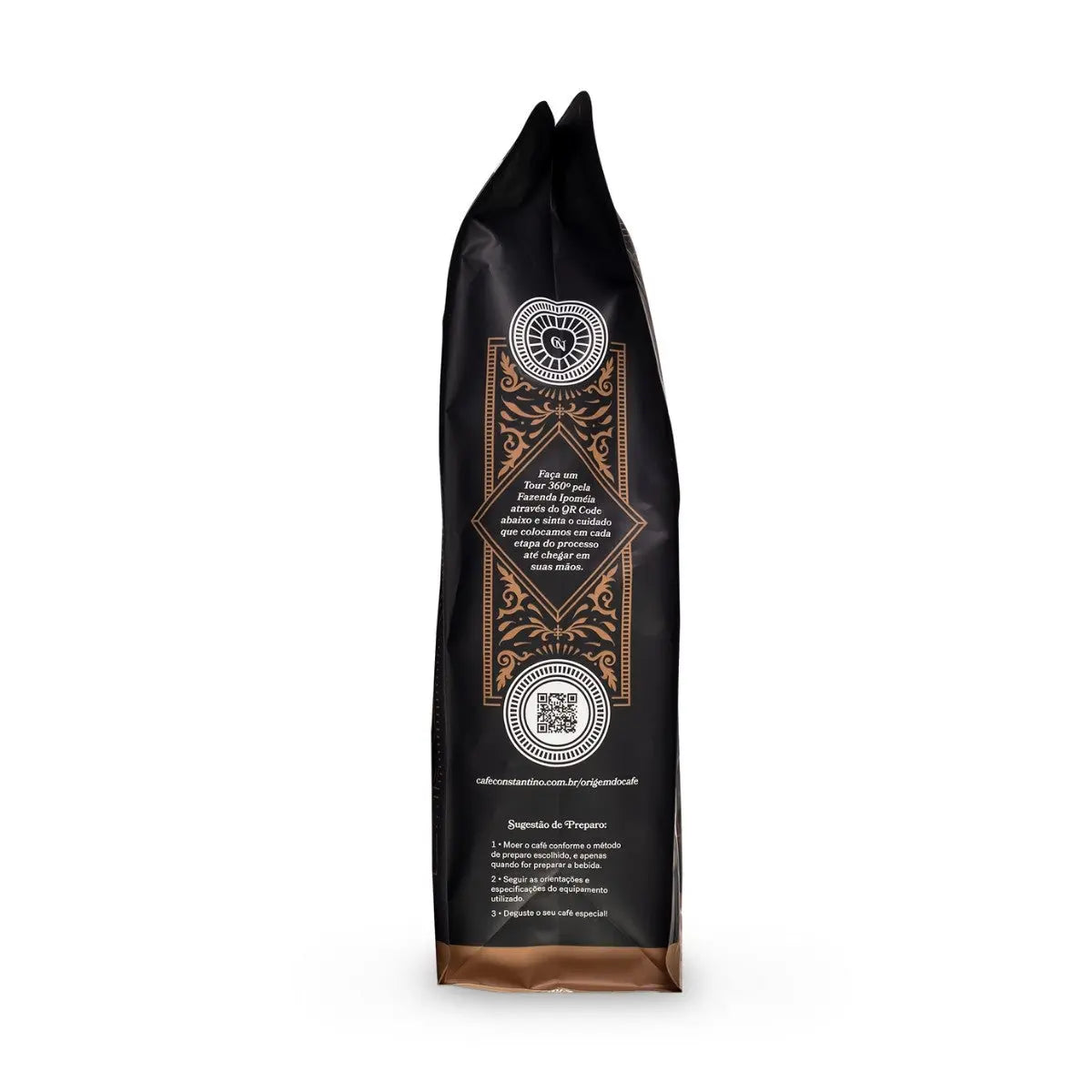 Café Constantino 100% Arábica, café de especialidad 250 g – vista lateral derecha con cierre zip y válvula