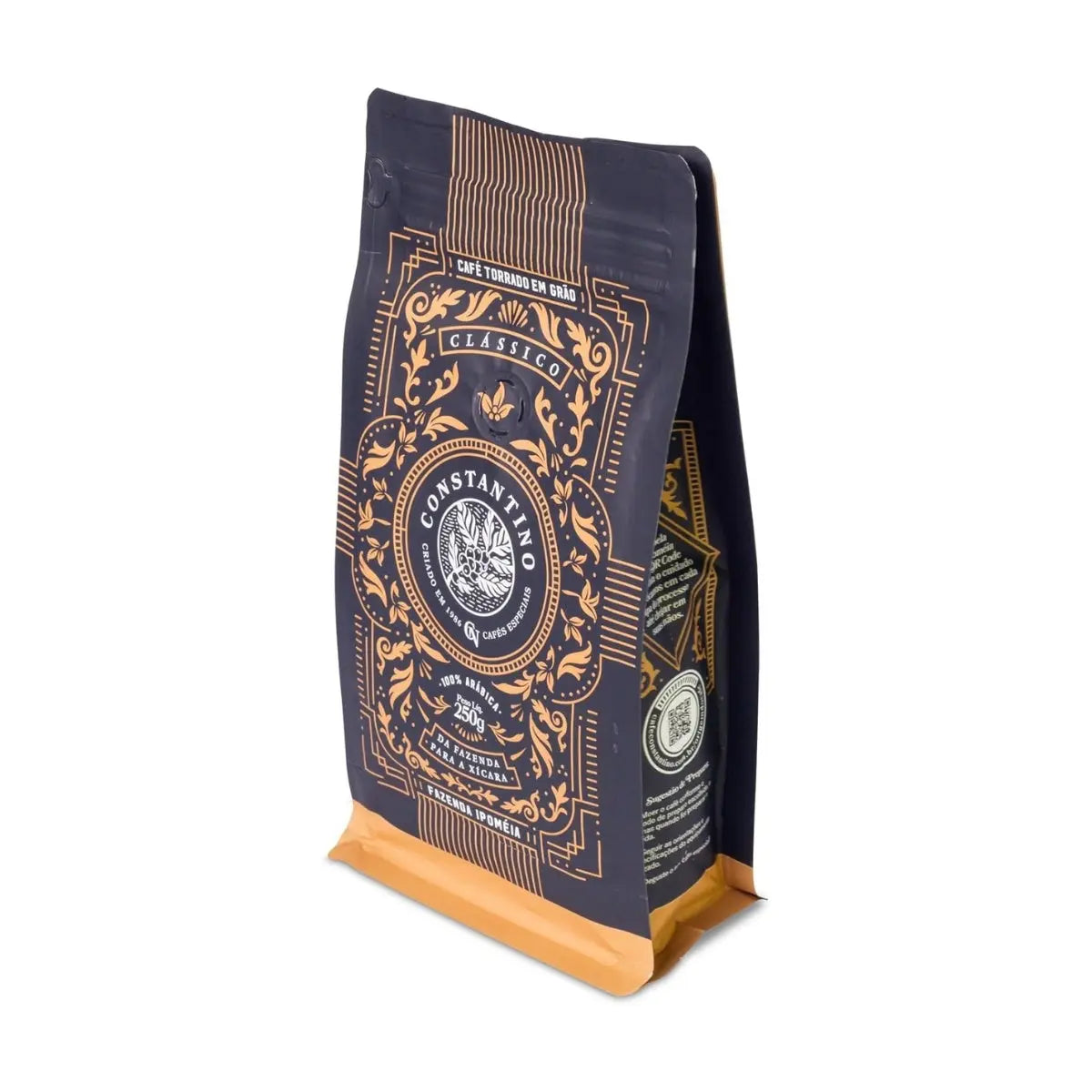 Café Constantino 100% Arábica, café de especialidad 250 g – bolsa en ángulo tres cuartos