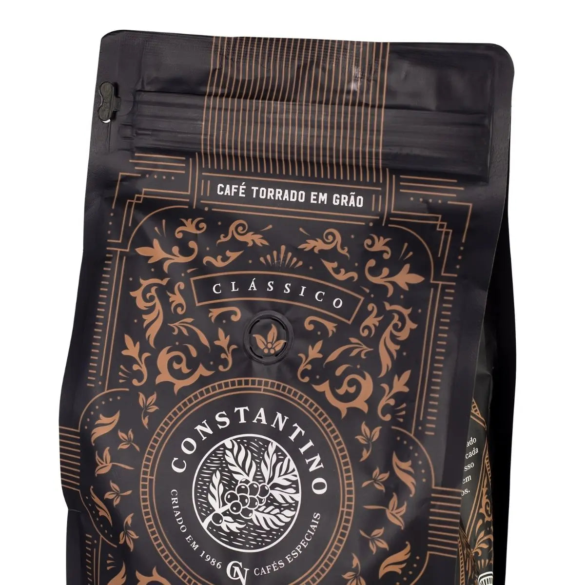 Detalle del empaque premium de café Constantino 1 kg – café arábica en grano de especialidad
