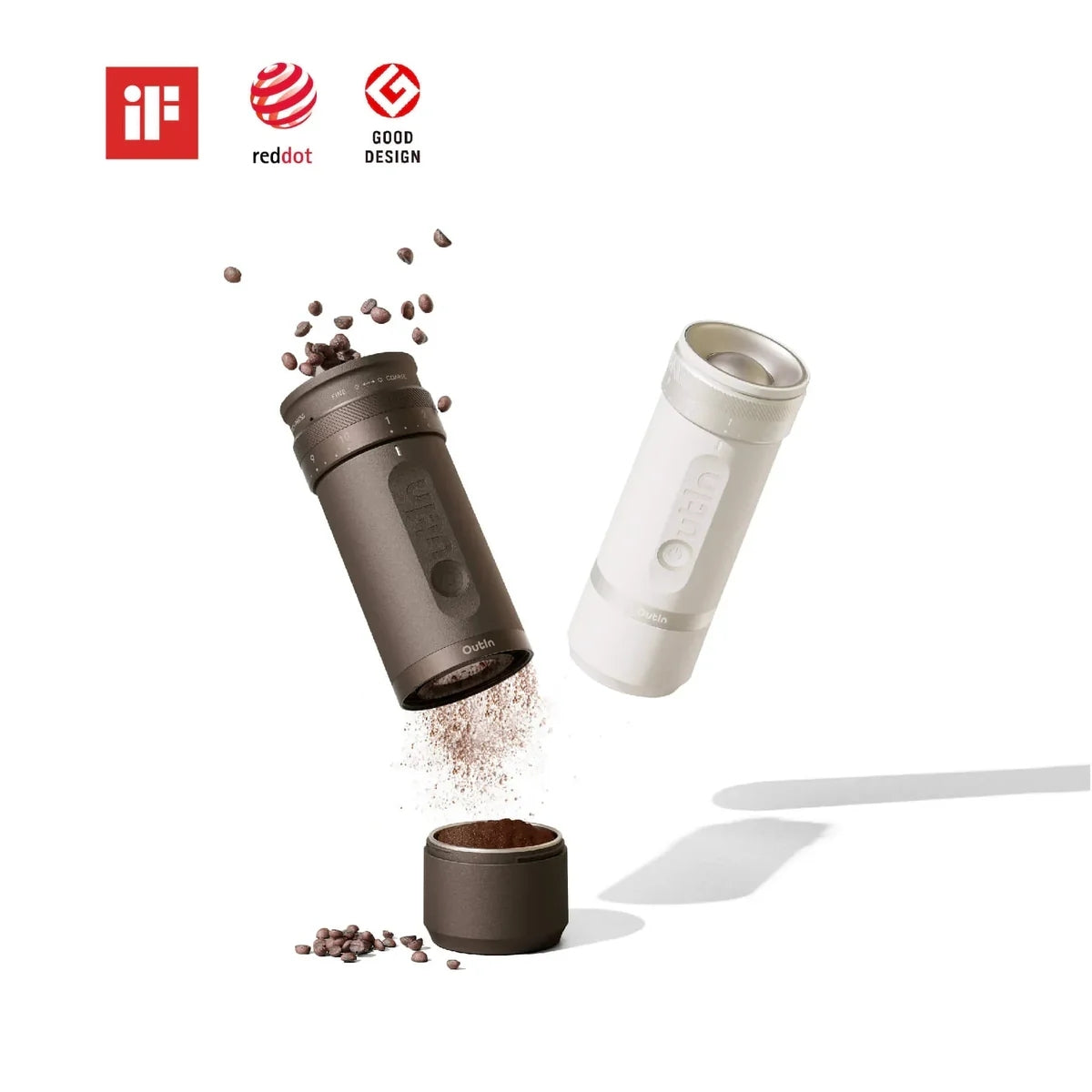 Molinillo de Café Eléctrico Portátil con 28 Ajustes - OutIn Fino Tundra Brown