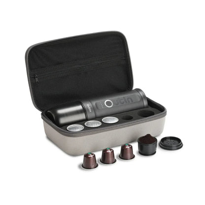 OutIn Nano Travel Kit Gris - Cafetera Portátil de Viaje con Estuche