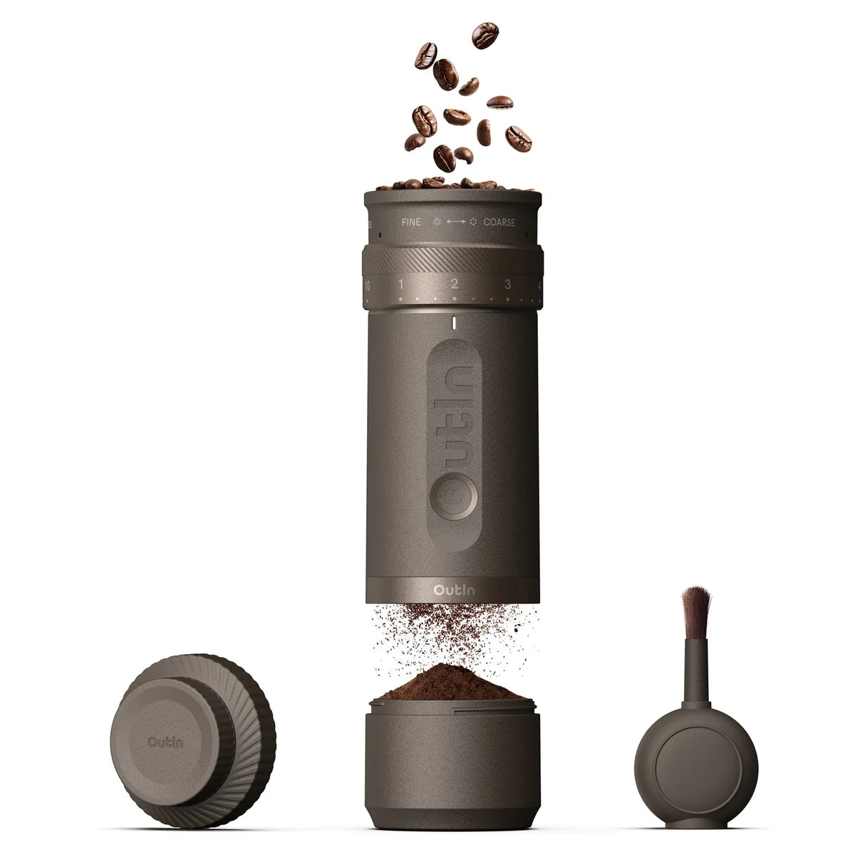Molinillo de Café Eléctrico Portátil con 28 Ajustes - OutIn Fino Tundra Brown