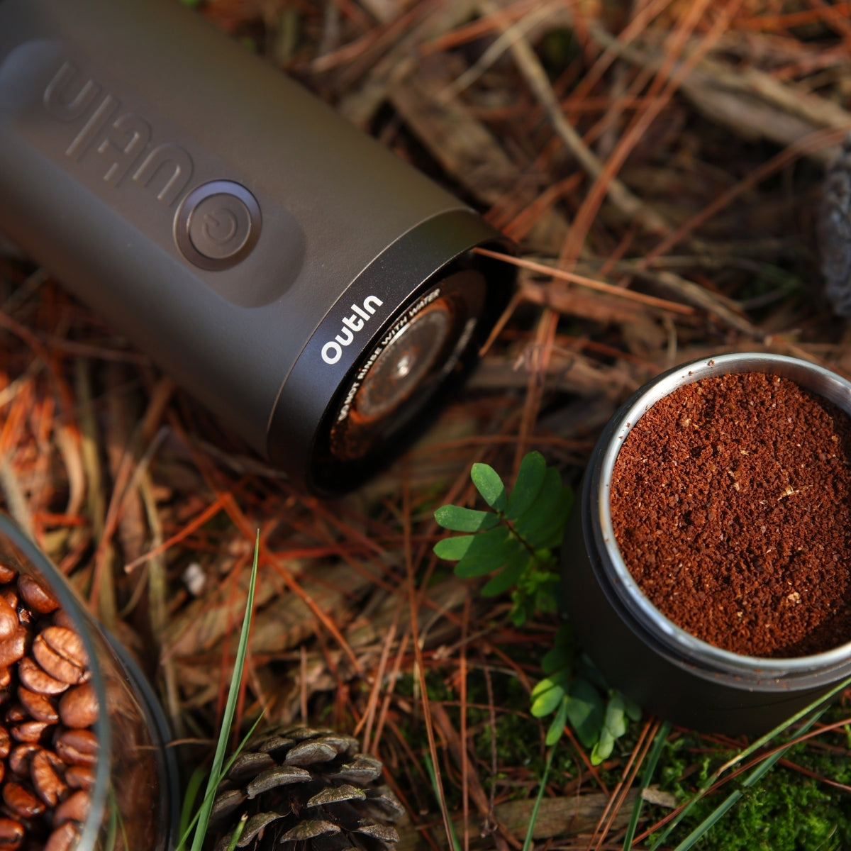 Molinillo de Café Eléctrico Portátil con 28 Ajustes - OutIn Fino Tundra Brown