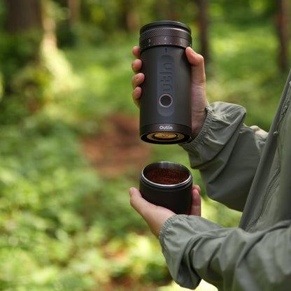 Molinillo de Café Eléctrico Portátil con 28 Ajustes - OutIn Fino Tundra Brown