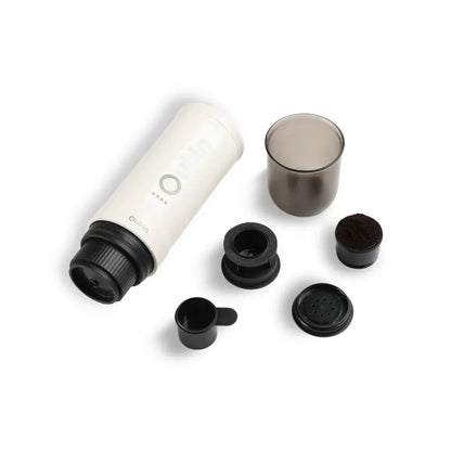 Kit completo cafetera Outin Nano Blanco Perla con accesorios y taza incluida