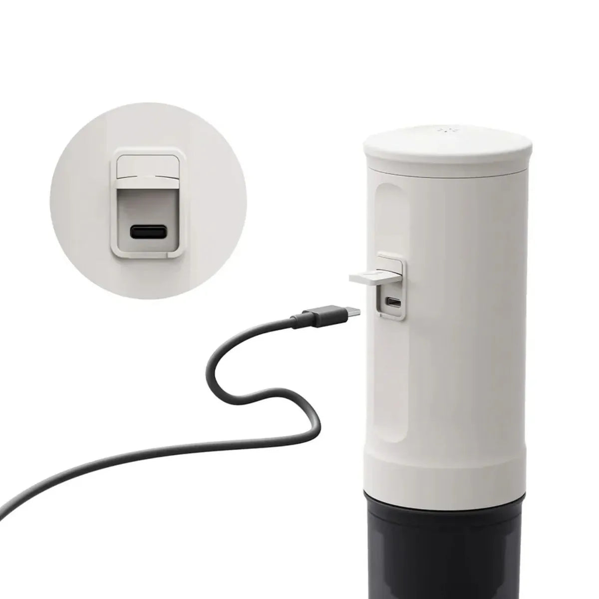 Cafetera Outin Nano Blanco Perla con carga USB-C recargable en cualquier lugar