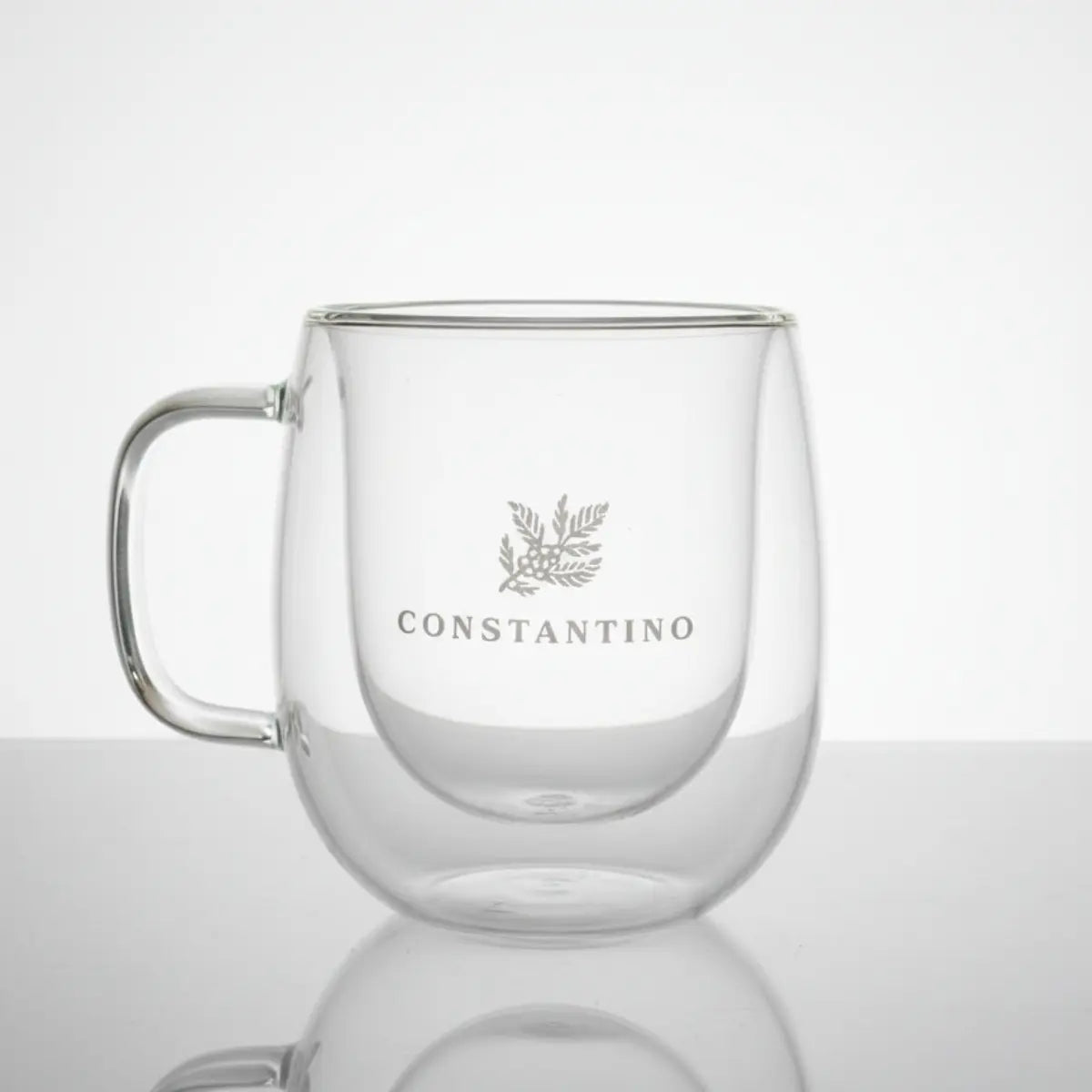Taza de vidrio doble pared con asa 250ml marca Constantino para café