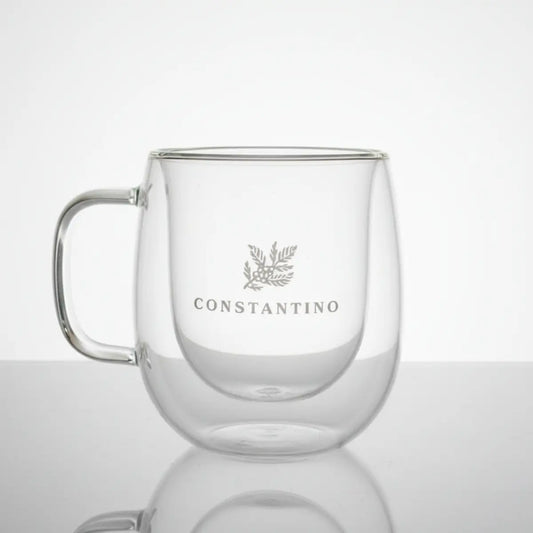 Taza de vidrio doble pared con asa 250ml marca Constantino para café